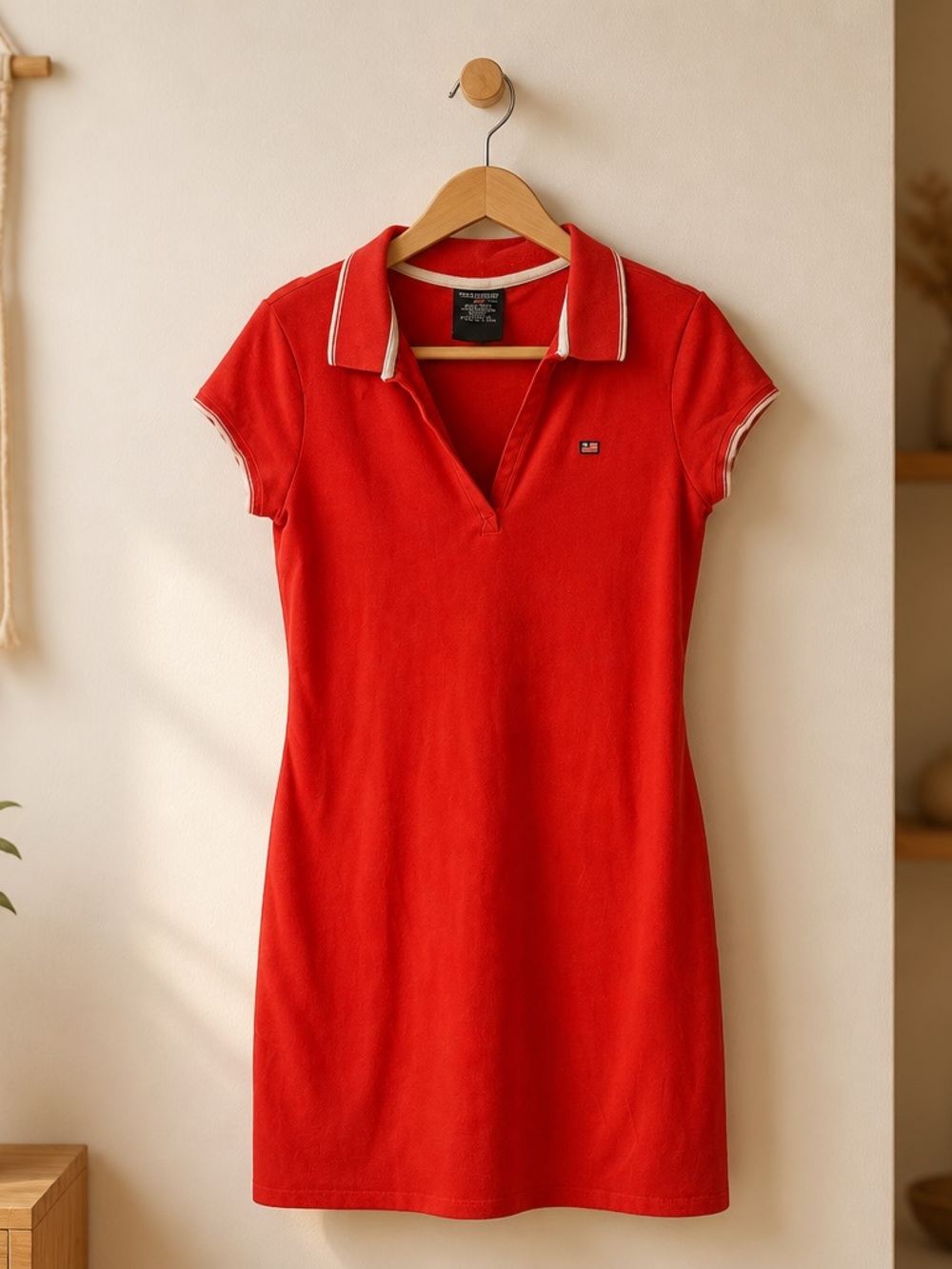 Ralph Lauren Red Polo Dress with Contrast Trim